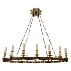 Scalloped Oval Bronze Chandelier
