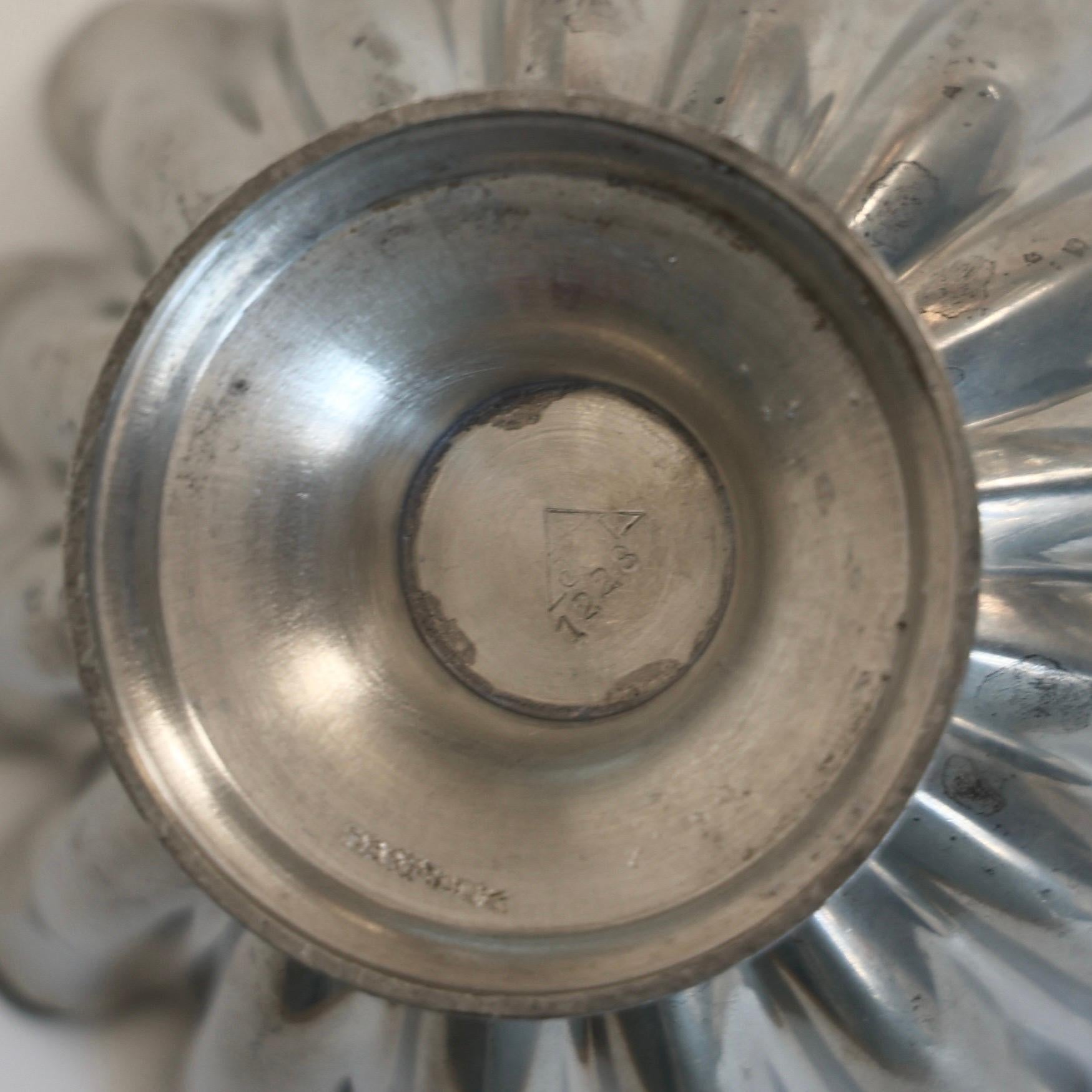 Scalloped Pedestal Pewter Bowl by Just Andersen, 1920s, Denmark For Sale 6