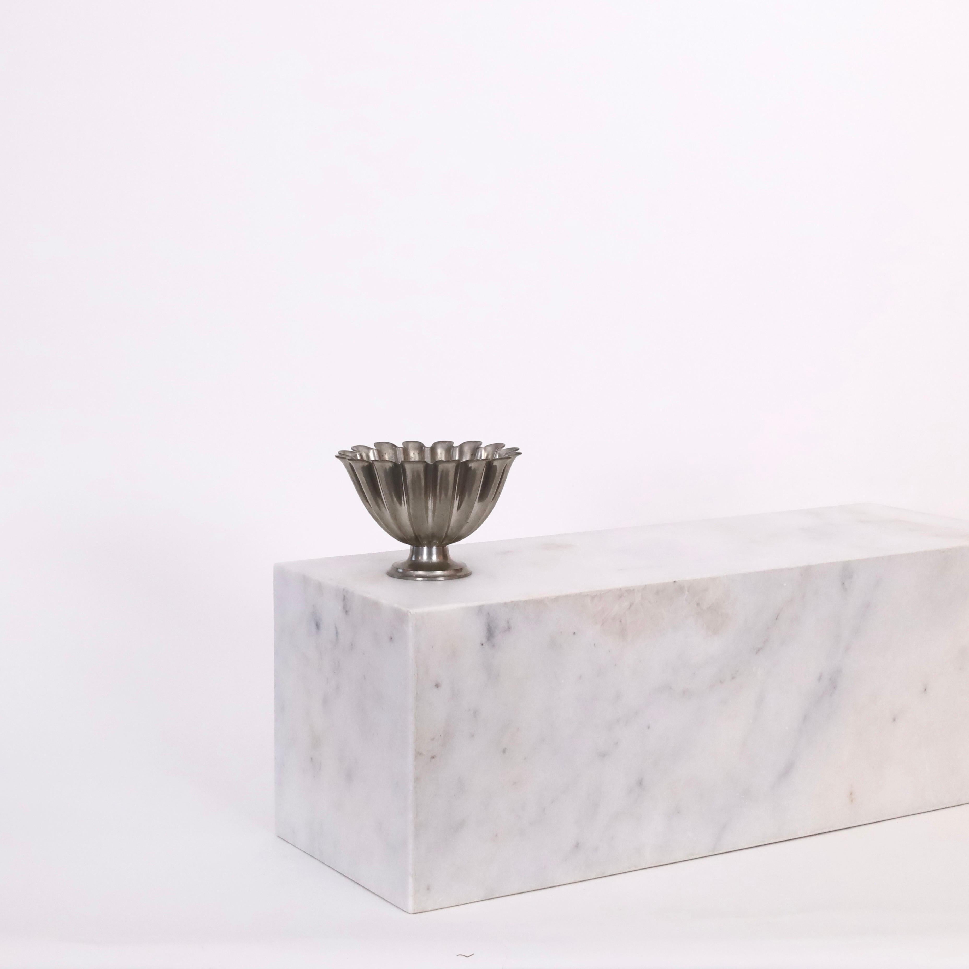 Early 20th Century Scalloped pedestal pewter bowl by Just Andersen 1920s, Denmark For Sale