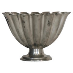 Scalloped Pedestal Pewter Bowl by Just Andersen, 1920s, Denmark