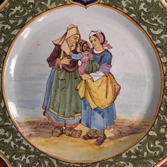 Assiette festonnée de Porquier-Beau, Rosporden et Pont-l'Abbé Decor