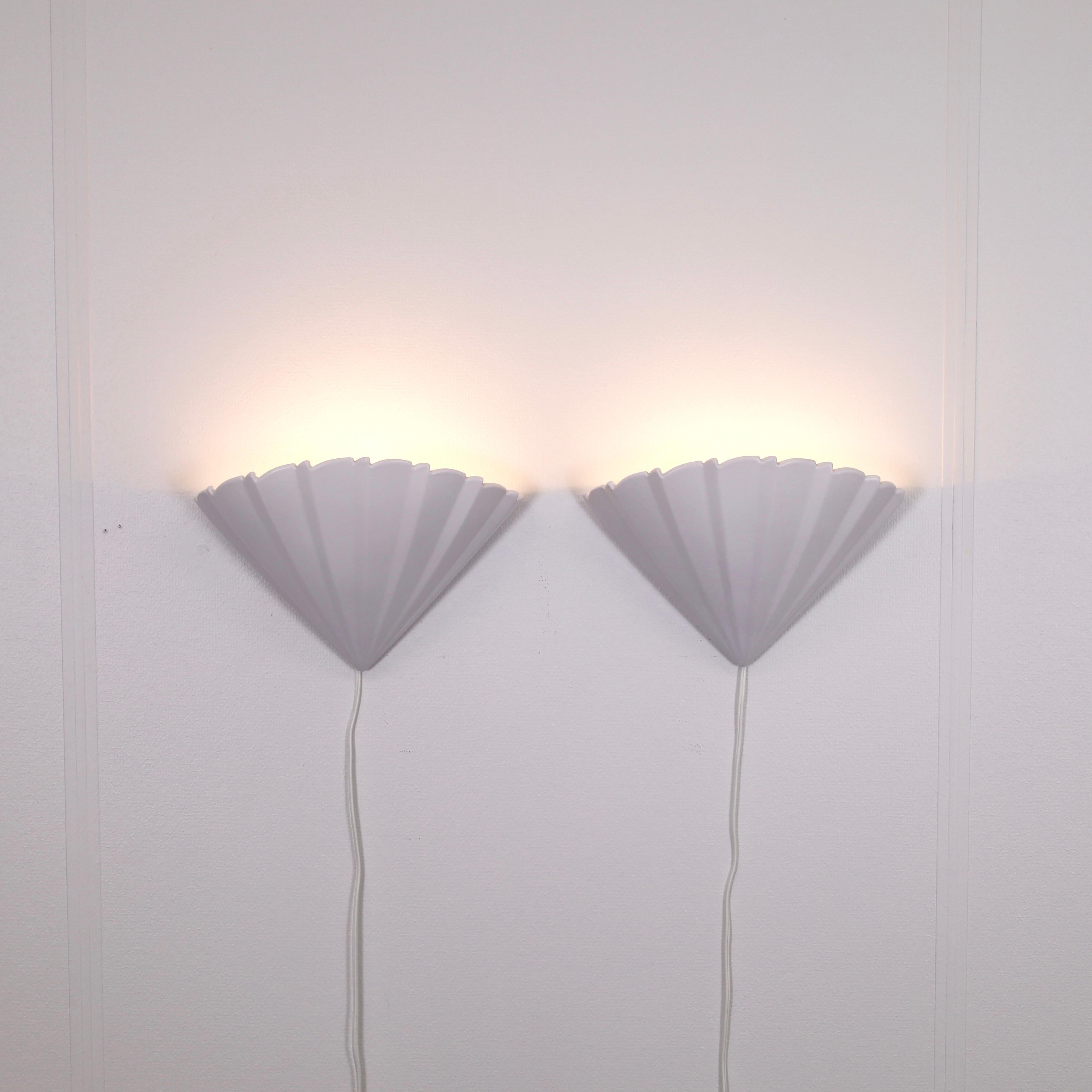 Scalloped Porcelain Sconces by Søholm, Denmark For Sale 7