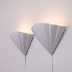 Scalloped Porcelain Sconces by Søholm, Denmark