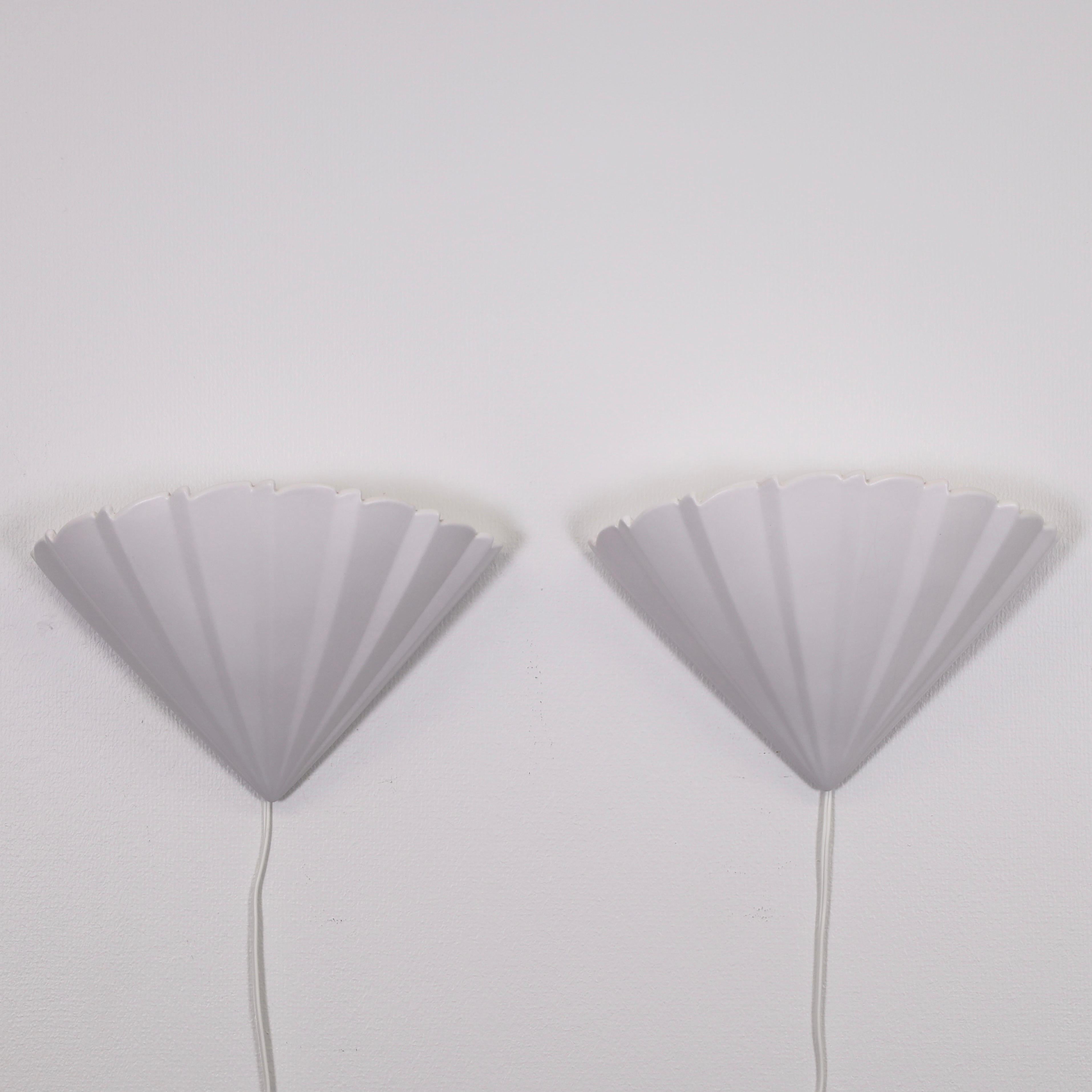 Danish Scalloped Porcelain Sconces by Søholm, Denmark For Sale