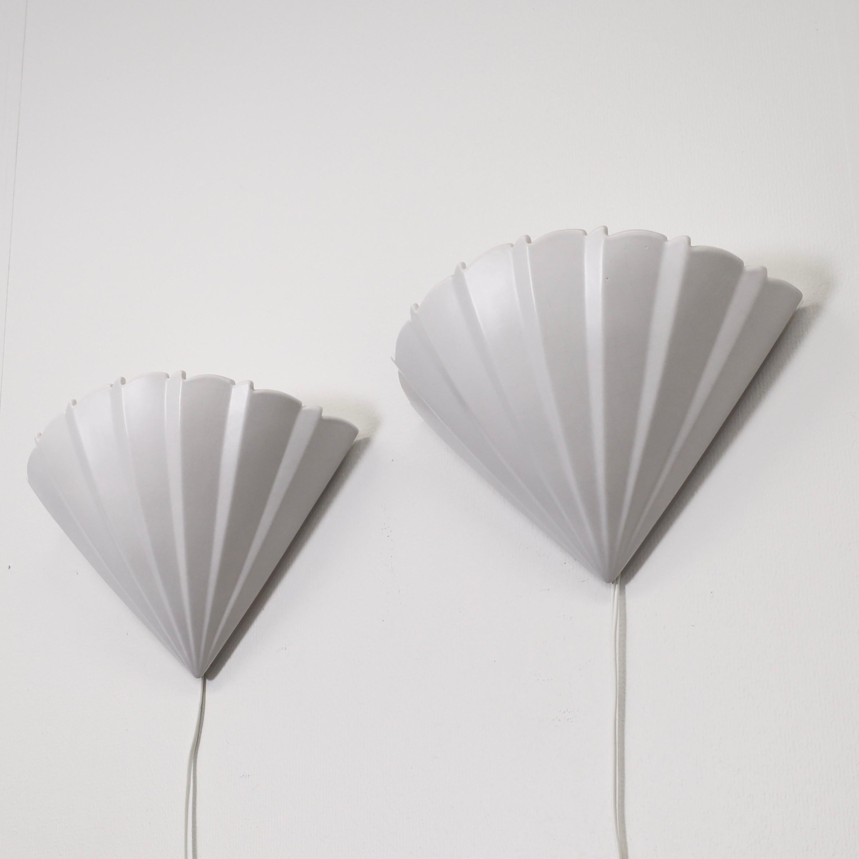 Late 20th Century Scalloped Porcelain Sconces by Søholm, Denmark For Sale