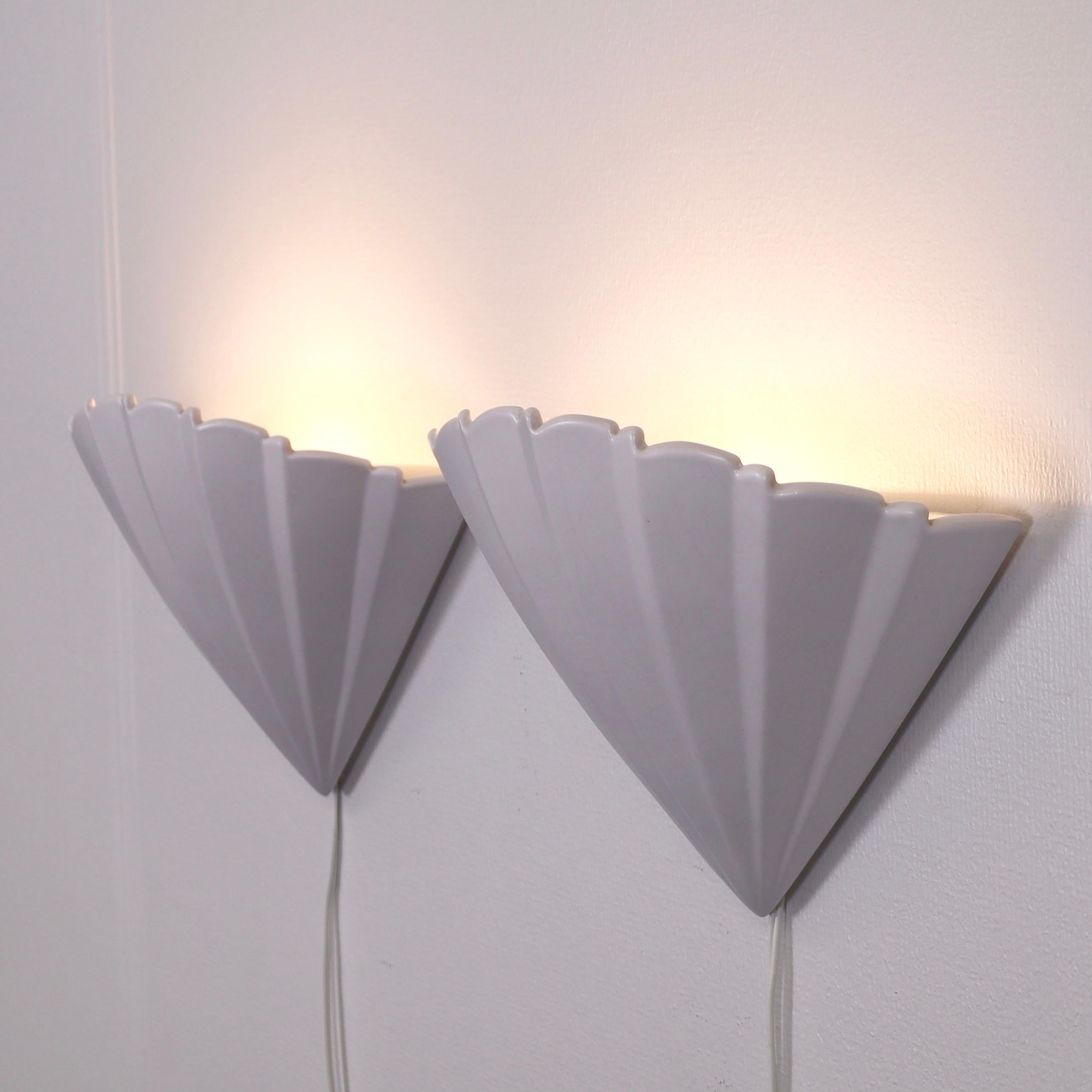 Scalloped Porcelain Sconces by Søholm, Denmark For Sale 2