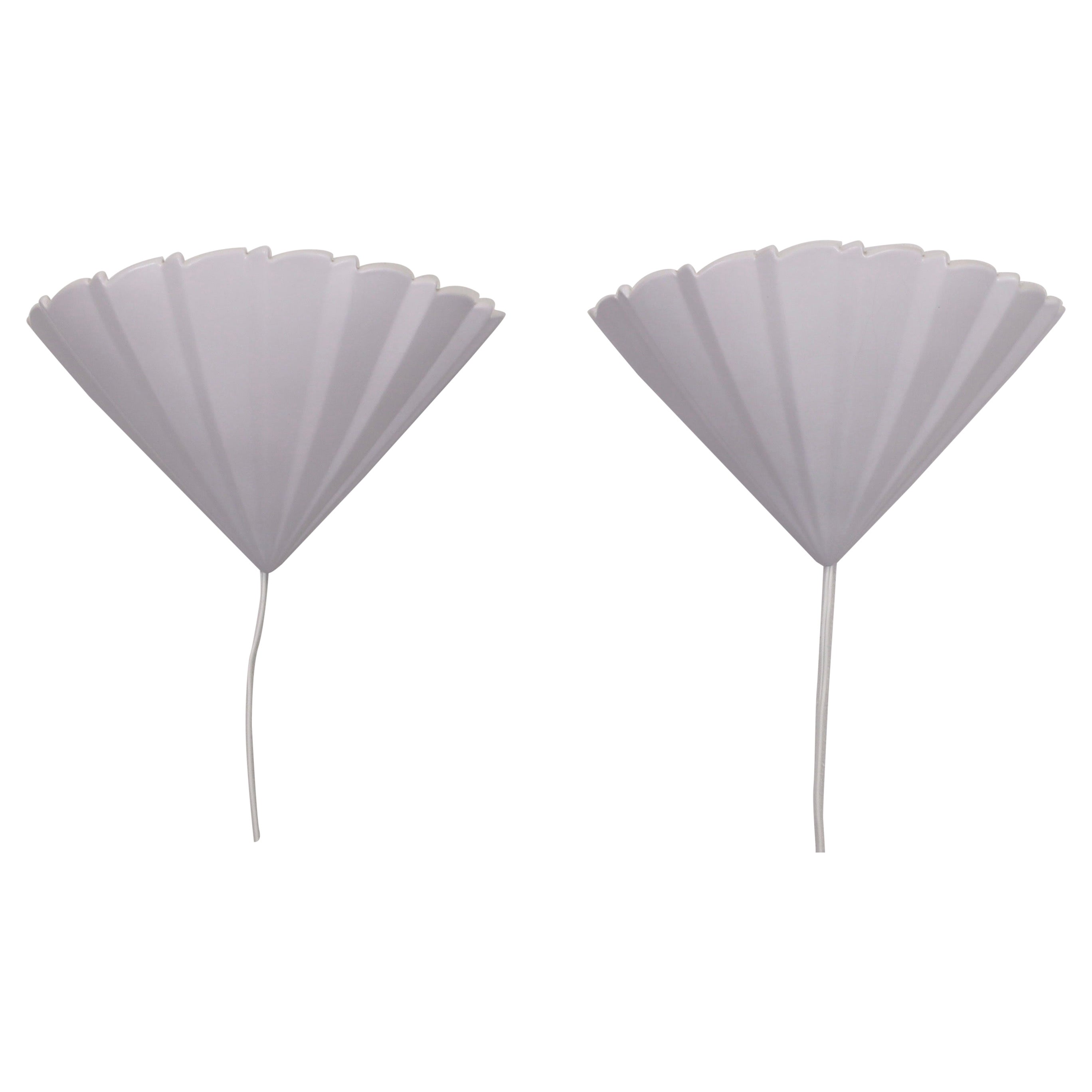 Scalloped Porcelain Sconces by Søholm, Denmark