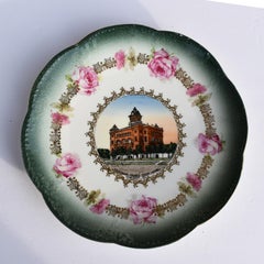 Scalloped Round Decorative Souvenir Plate in Emerald from Kingfisher Oklahoma