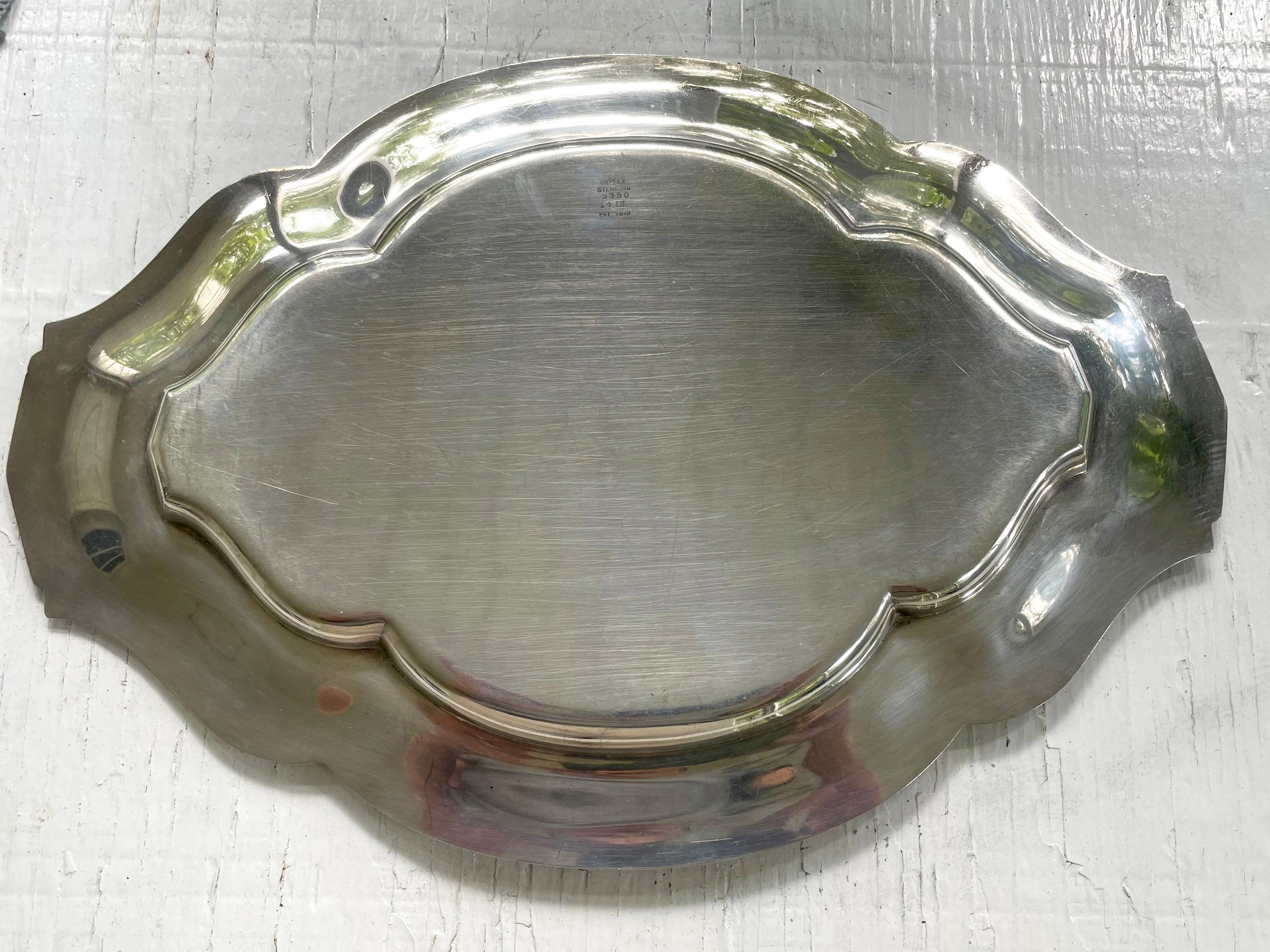 American Scalloped Sterling Silver Tray For Sale