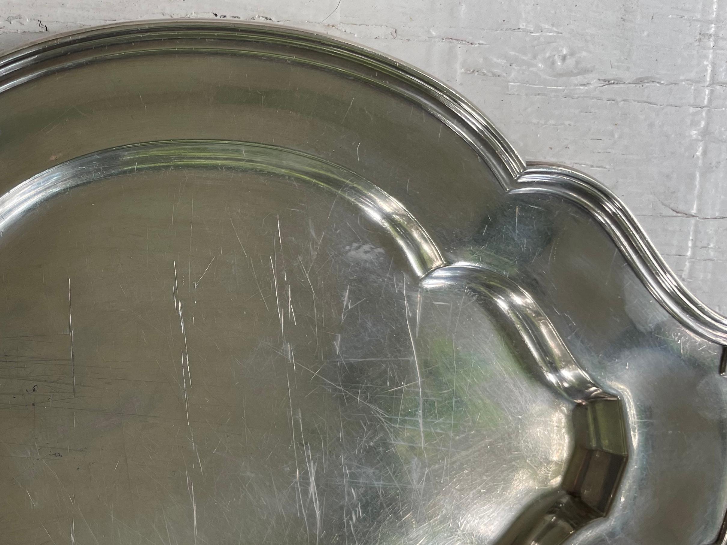 Scalloped Sterling Silver Tray In Good Condition For Sale In New York, NY