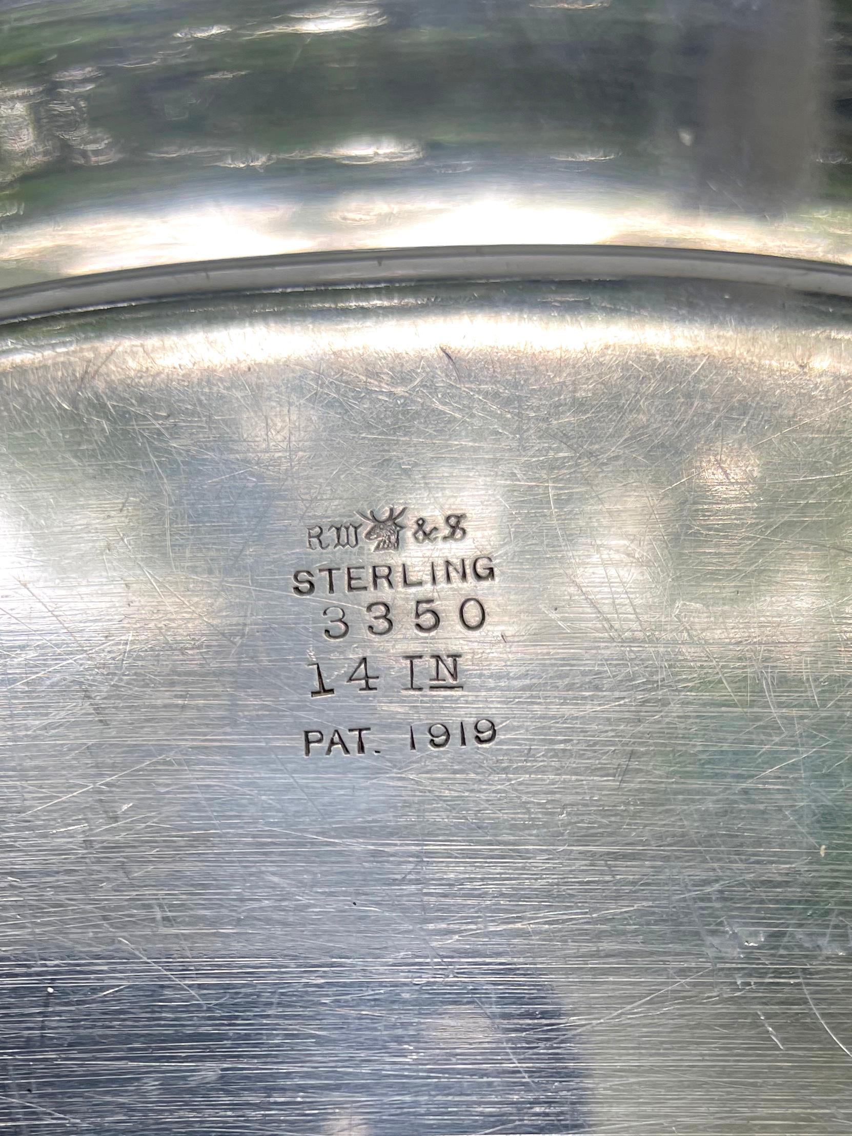 20th Century Scalloped Sterling Silver Tray For Sale