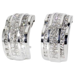 Scalloped Style French Clip Earrings with Round Diamonds. D3.55ct.t.w.