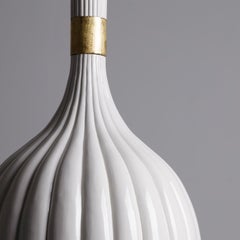 Scalloped White Ceramic Pendant Lamp