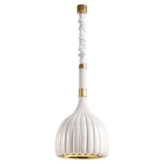 Scalloped White Ceramic Pendant Lamp
