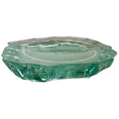 Vintage 'Scalpellato' Glass Dish by Pietro Chiesa for Fontana Arte, Italy, circa 1935