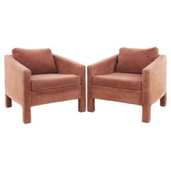 SCAN CO-OP Mid Century Upholstered Cube Form Lounge Chairs, a Pair