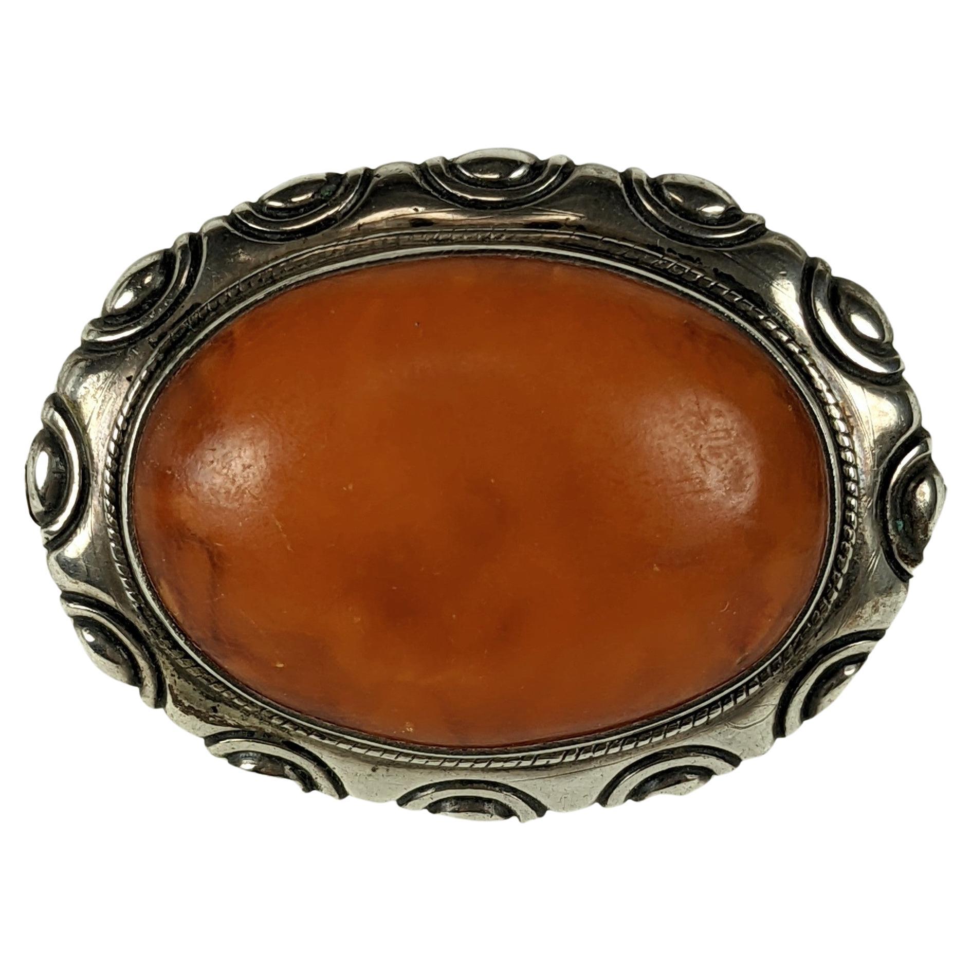 Scandanavian Amber Arts and Crafts Brooch For Sale