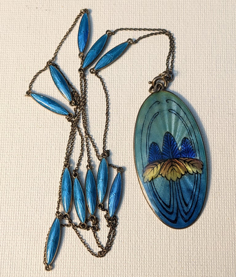 Scandanavian Art Nouveau Enamel Pendant For Sale at 1stDibs