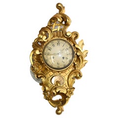 Scandanavian Wall Clock Used Carved Rococo Giltwood Clocks