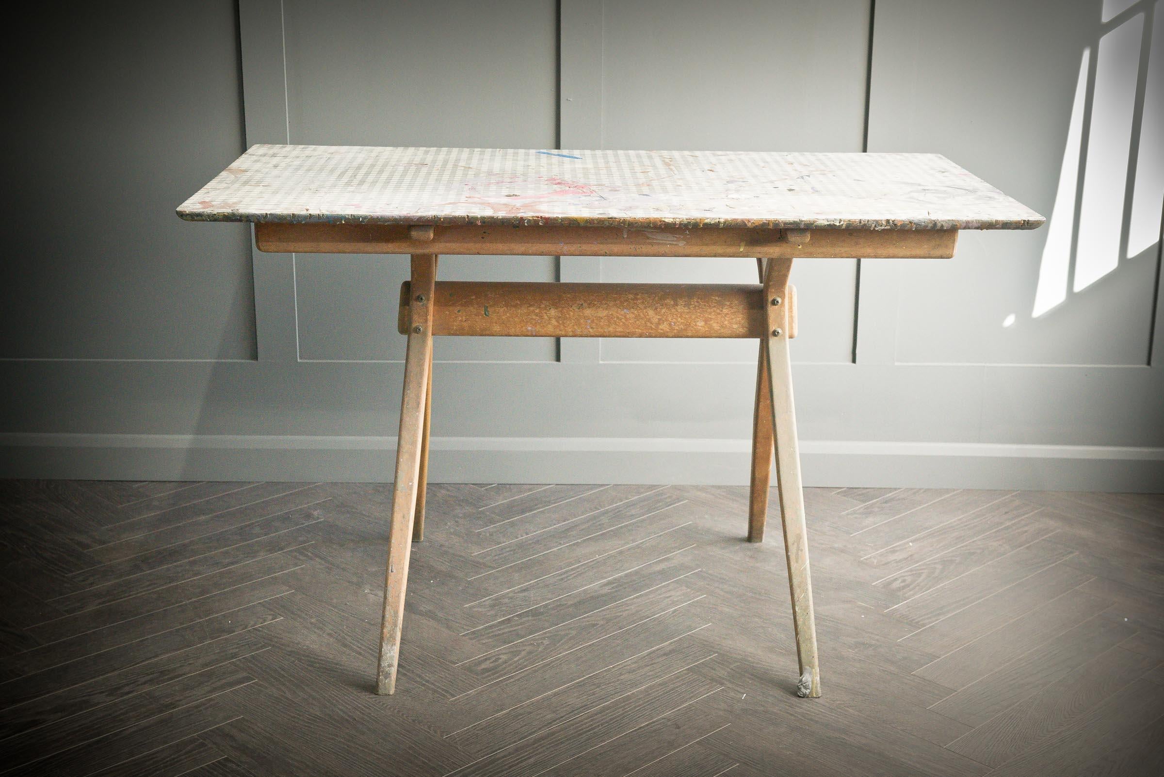 Wood Scandi Table from Theatre Paint Department For Sale