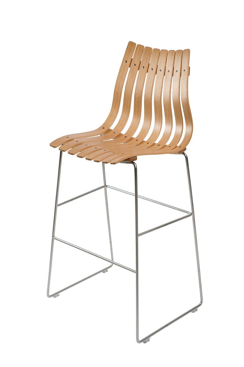 Scandia Barhocker von Fjord Fiesta mit Stahlbolzenfuß (Moderne der Mitte des Jahrhunderts) im Angebot