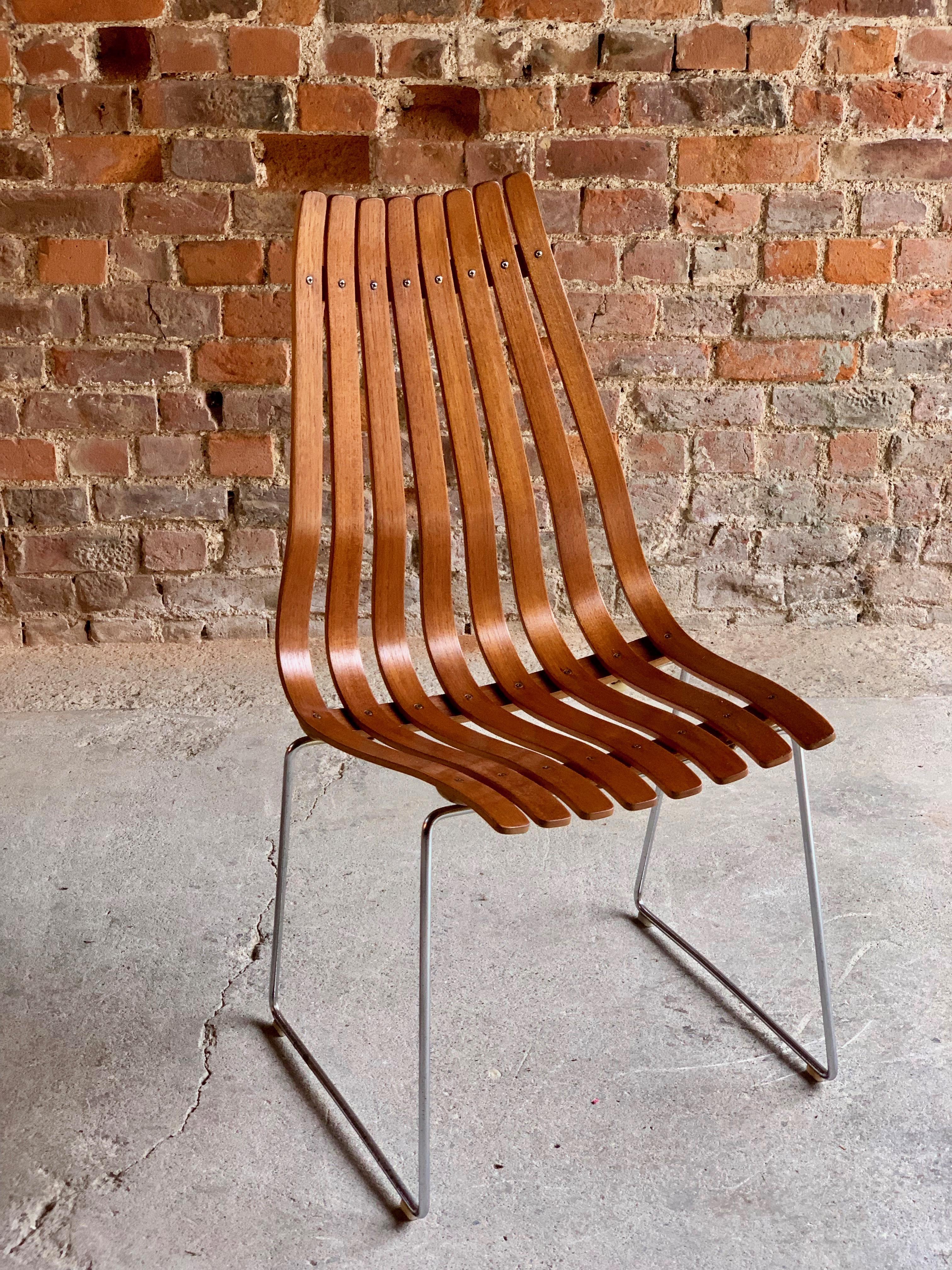 Scandia Dining Chairs Set of Eight by Hans Brattrud for Hove Mobler Teak, 1970s In Good Condition For Sale In Longdon, Tewkesbury