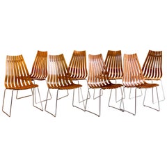 Scandia Dining Chairs Set of Eight by Hans Brattrud for Hove Mobler Teak, 1970s