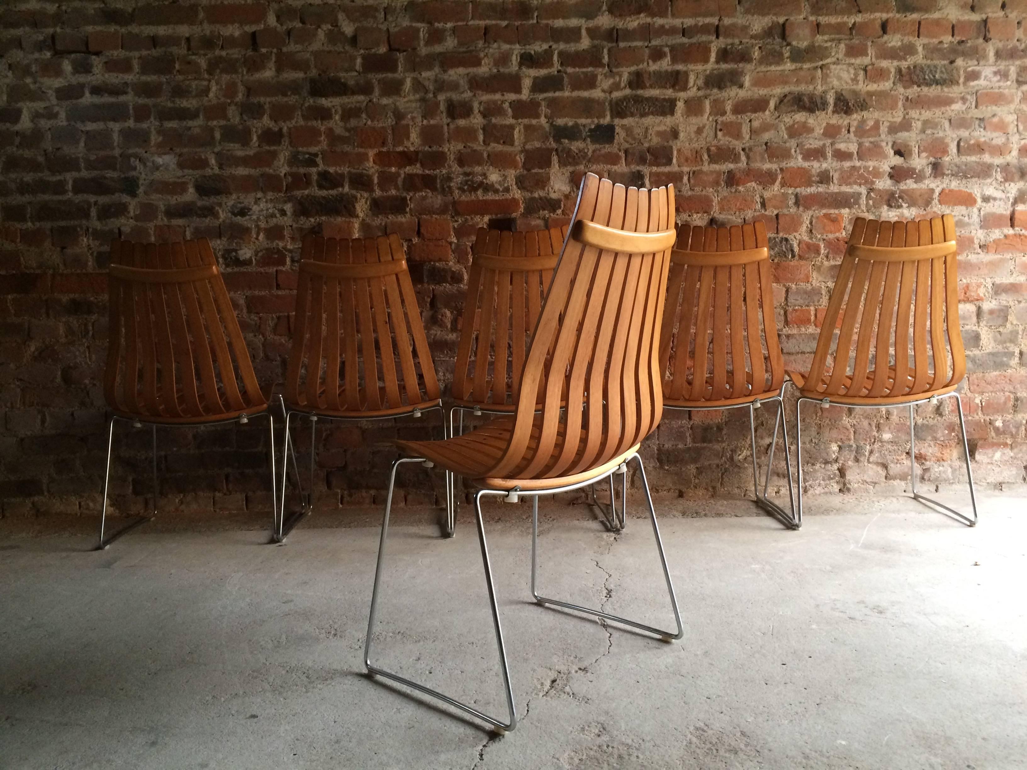 Scandia Dining Chairs Set of Six by Hans Brattrud for Hove Mobler Teak, 1960s 4