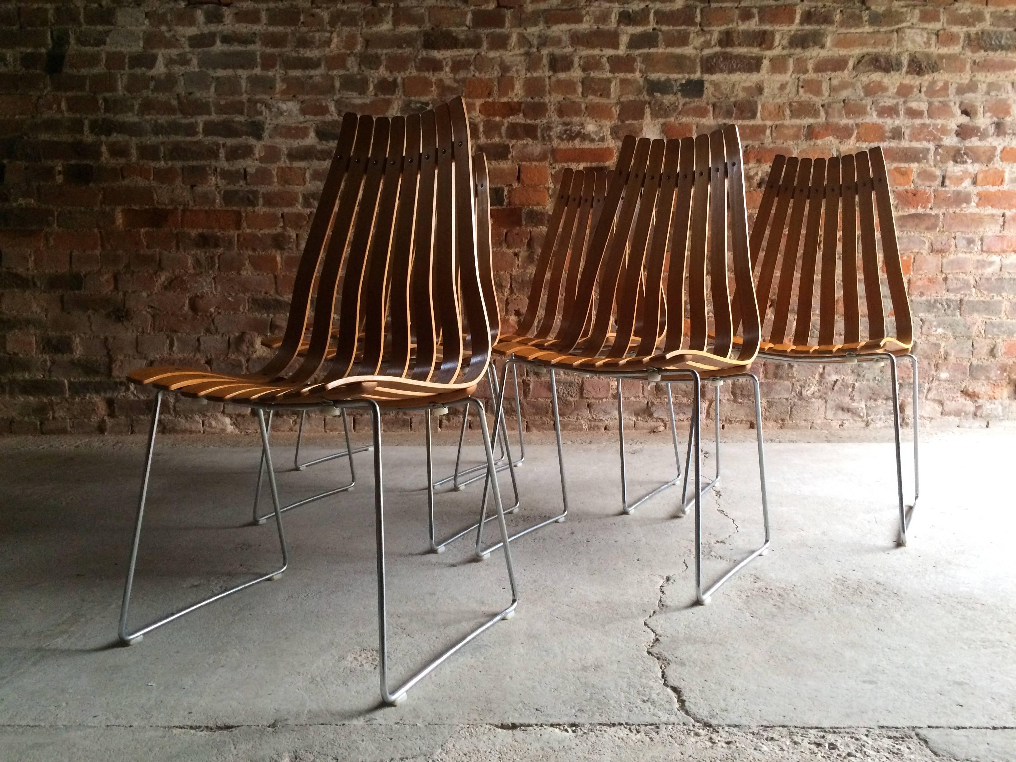 Scandia Dining Chairs Set of Six by Hans Brattrud for Hove Mobler Teak, 1960s 5