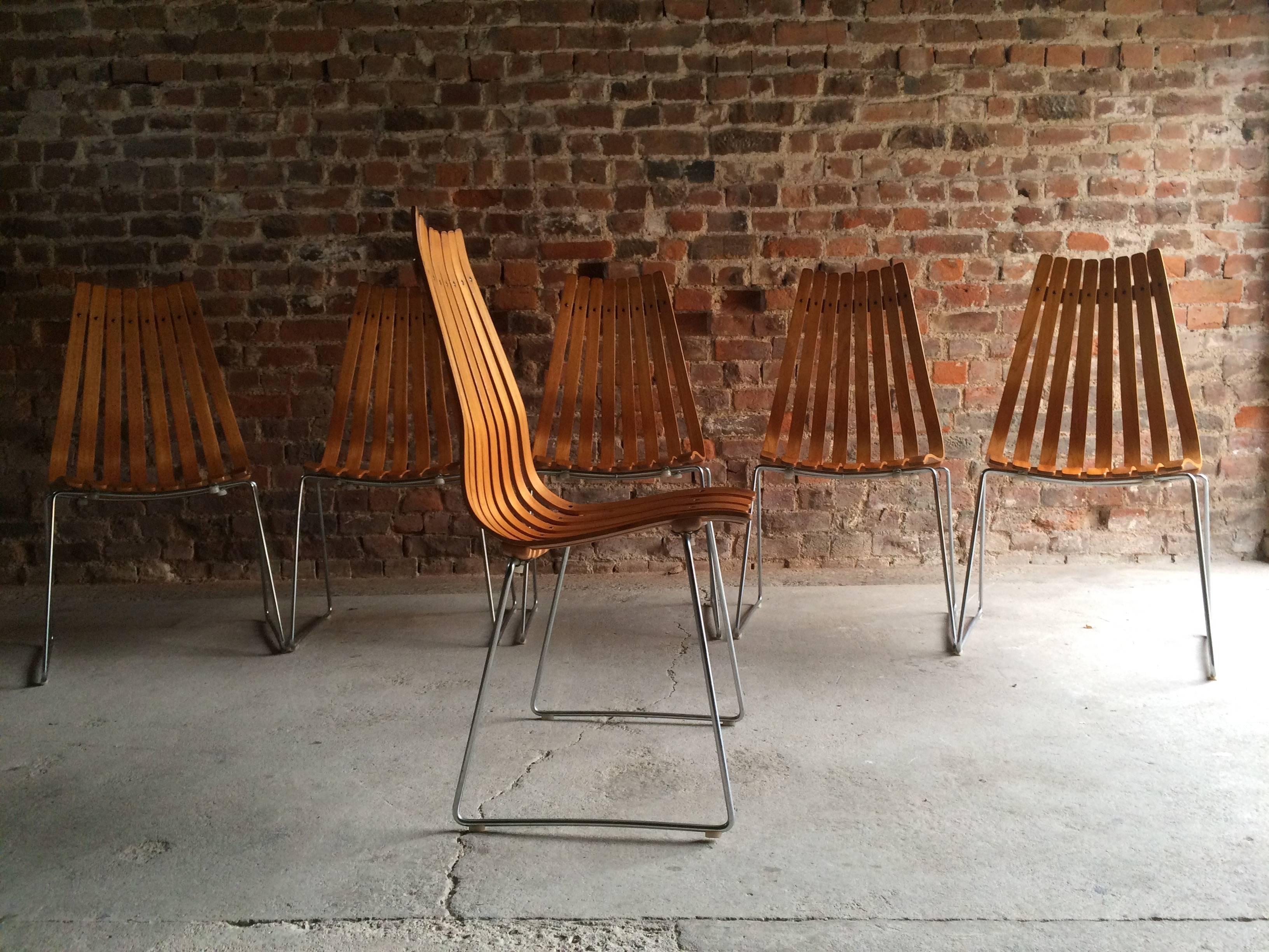 Scandia Dining Chairs Set of Six by Hans Brattrud for Hove Mobler Teak, 1960s 1