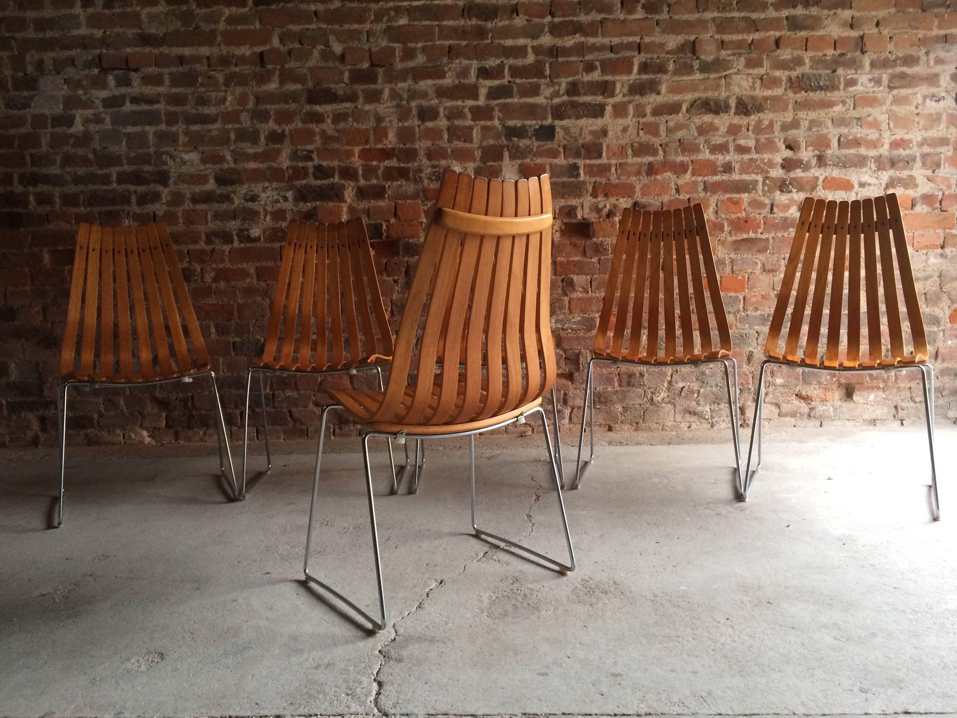 Scandia Dining Chairs Set of Six by Hans Brattrud for Hove Mobler Teak, 1960s 2