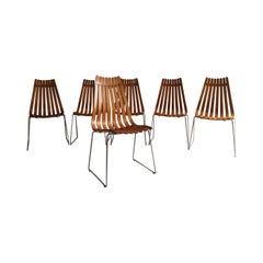 Scandia Dining Chairs Set of Six by Hans Brattrud for Hove Mobler Teak, 1960s