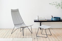 Scandia Ottoman by Fjord Fiesta in veneer or lacquered wood and metal frame