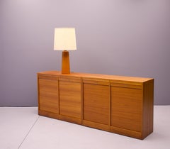 Scandia Turned Teak Table Lamp Danish Vintage Mid-Century Organic Chalet Style