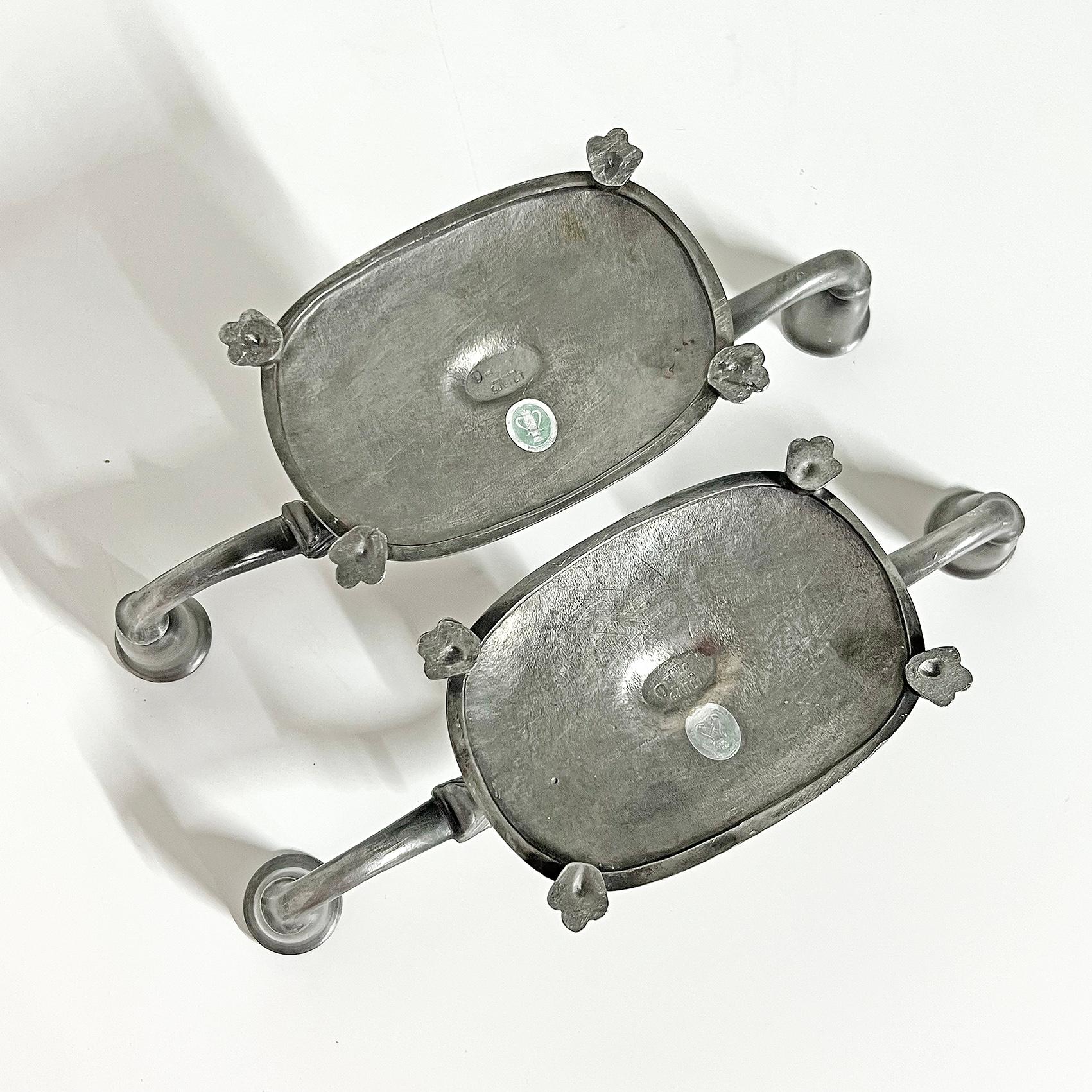 Scandianavian Modern Cast Pewter Candle Holders, Set of Two, by GAB 1938 For Sale 1