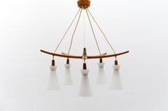Plafonnier Scandic en Wood et verre opaleux, années 1960