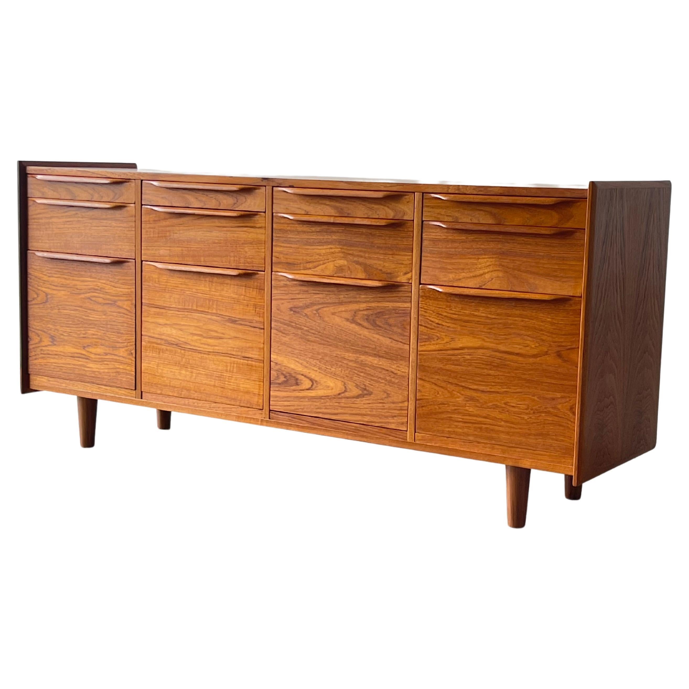 Scandiline Danish Mid Century Modern Office Teak 12 drawer Credenza