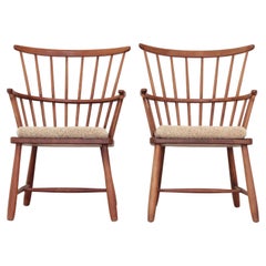 Skandinavische moderne skandinavische Sessel aus Buche und Schafsleder Ove Boldt / Fritz Hansen, 1940er Jahre