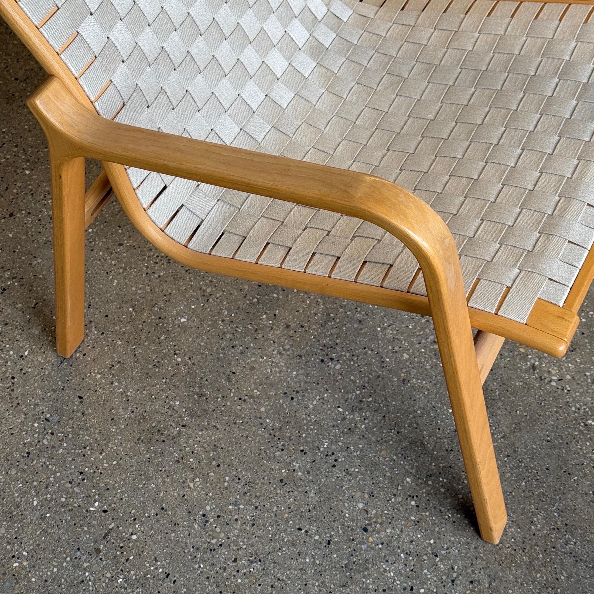 Scandinavia Bentwood Woven Lounge Chair In Good Condition For Sale In Chicago, IL