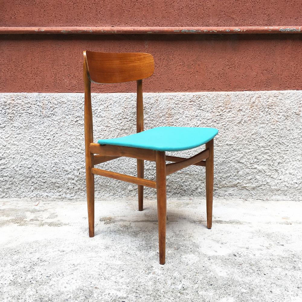 Scandinavia midcentury teak and light-blue sky chairs, 1960s
Scandinavian teak chairs with blue sky upholstery.
Perfect conditions, restored and repainted.
Measures: 42 x 43 x 79 H cm.