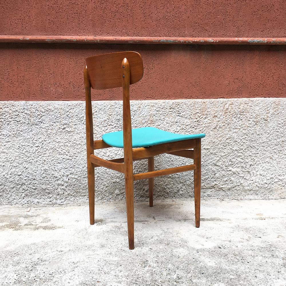 Scandinavia Midcentury Teak and Light-Blue Sky Chairs, 1960s In Good Condition In MIlano, IT