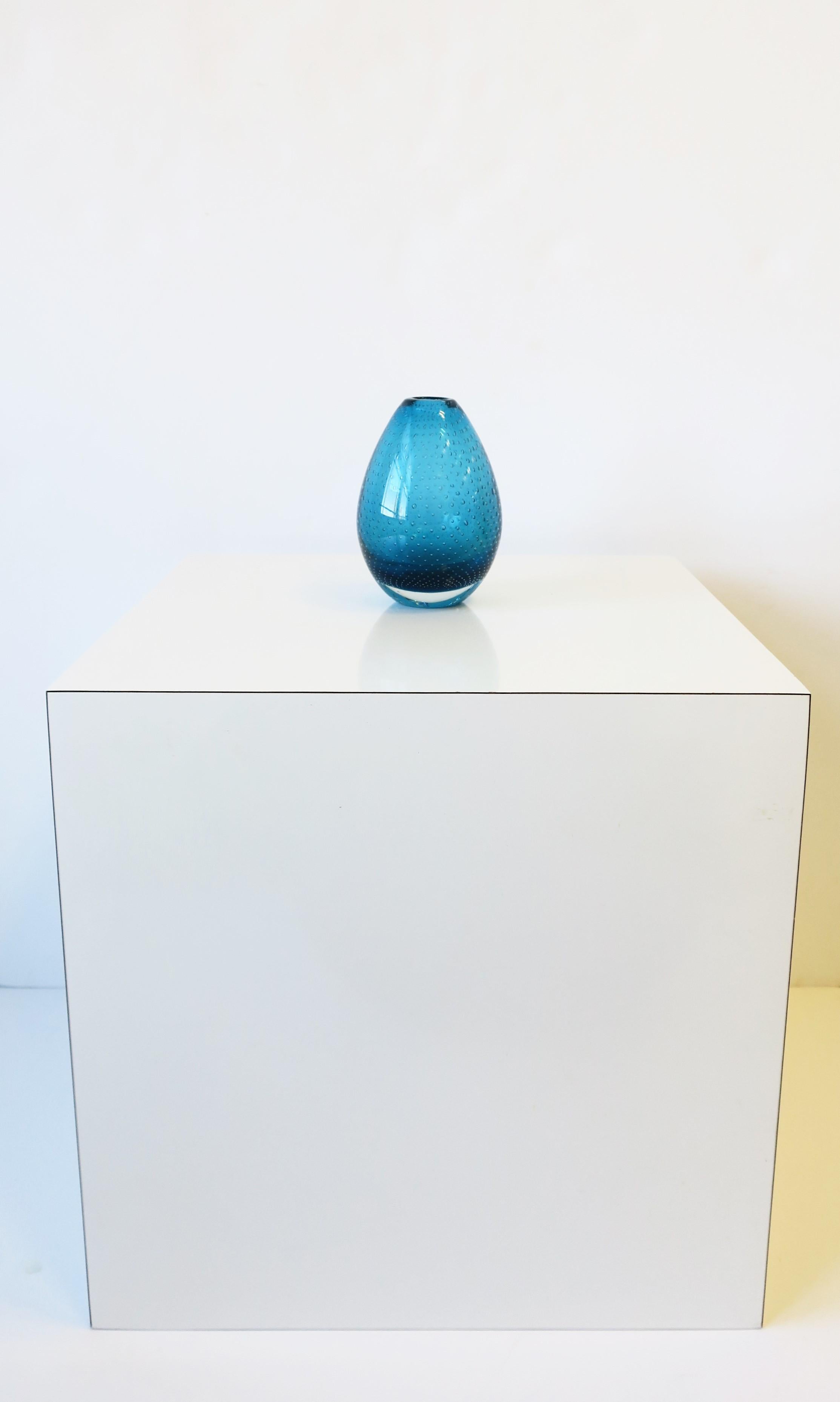 Danish Scandinavia Modern Blue Art Glass Vase Mid-Century Modern For Sale