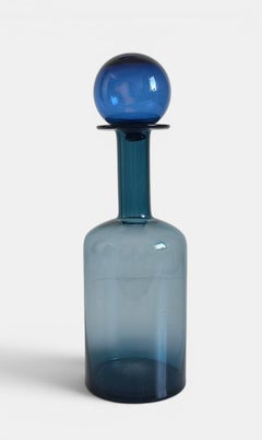 Carafe à décanter moderne en verre bleu Otto Bauer pour Holmegaard