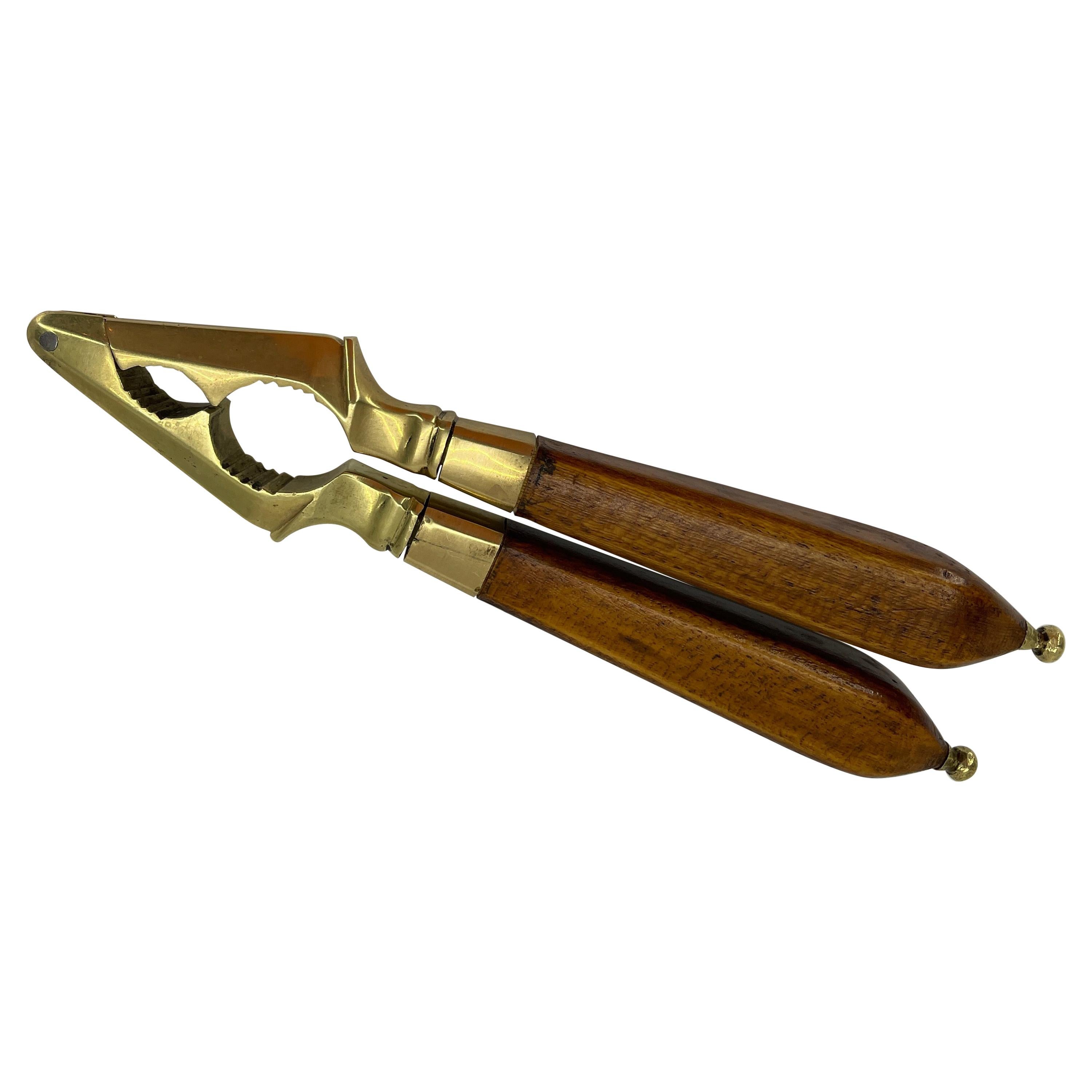 Scandinavian 18th Century Brass Nutcracker with Wooden Handles
