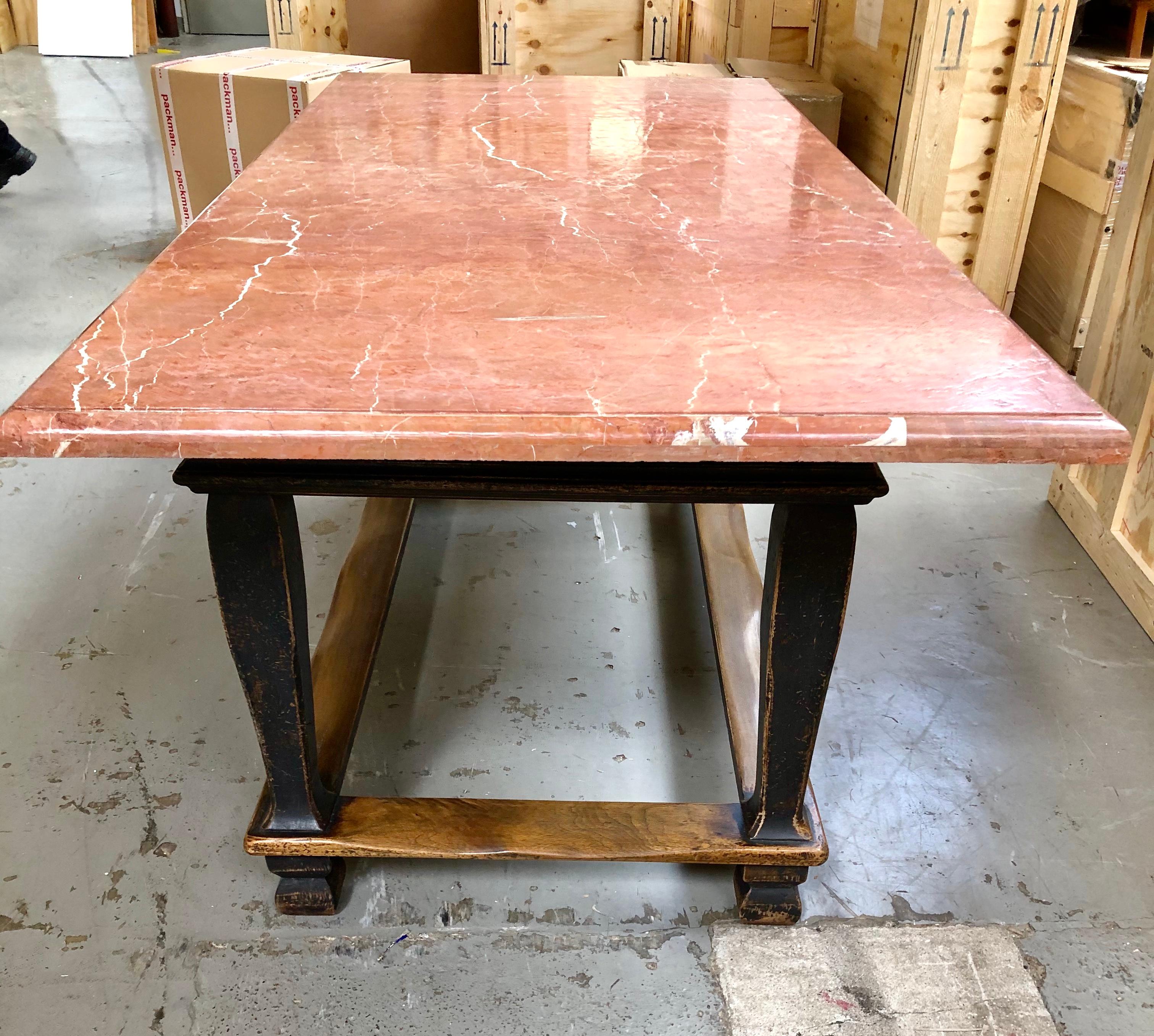 Gustavian Scandinavian 18th Century Black Painted Stone Top Table