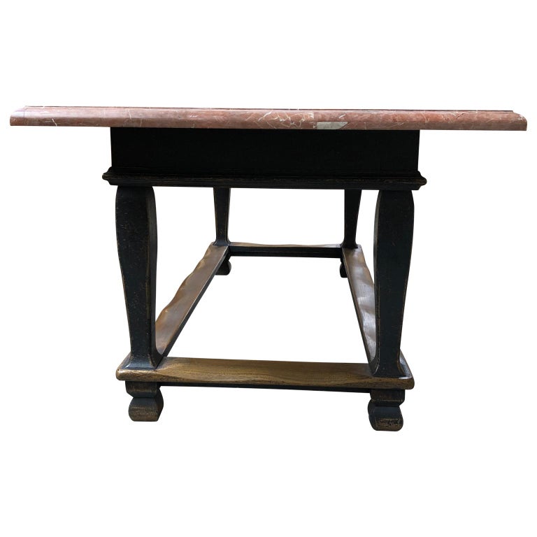 Scandinavian 18th Century Black Painted Stone Top Table For Sale 1