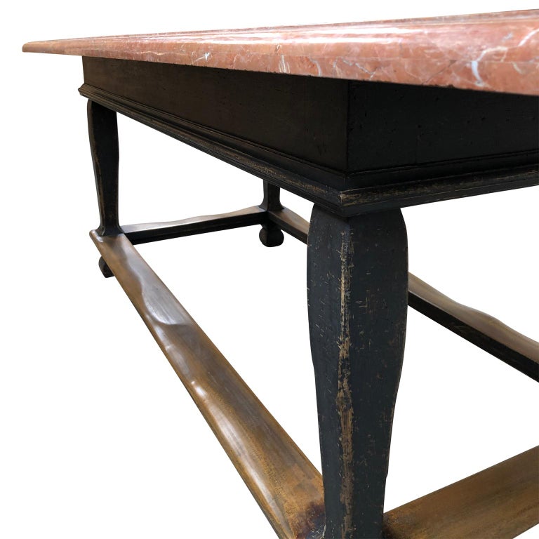 Scandinavian 18th Century Black Painted Stone Top Table For Sale 3