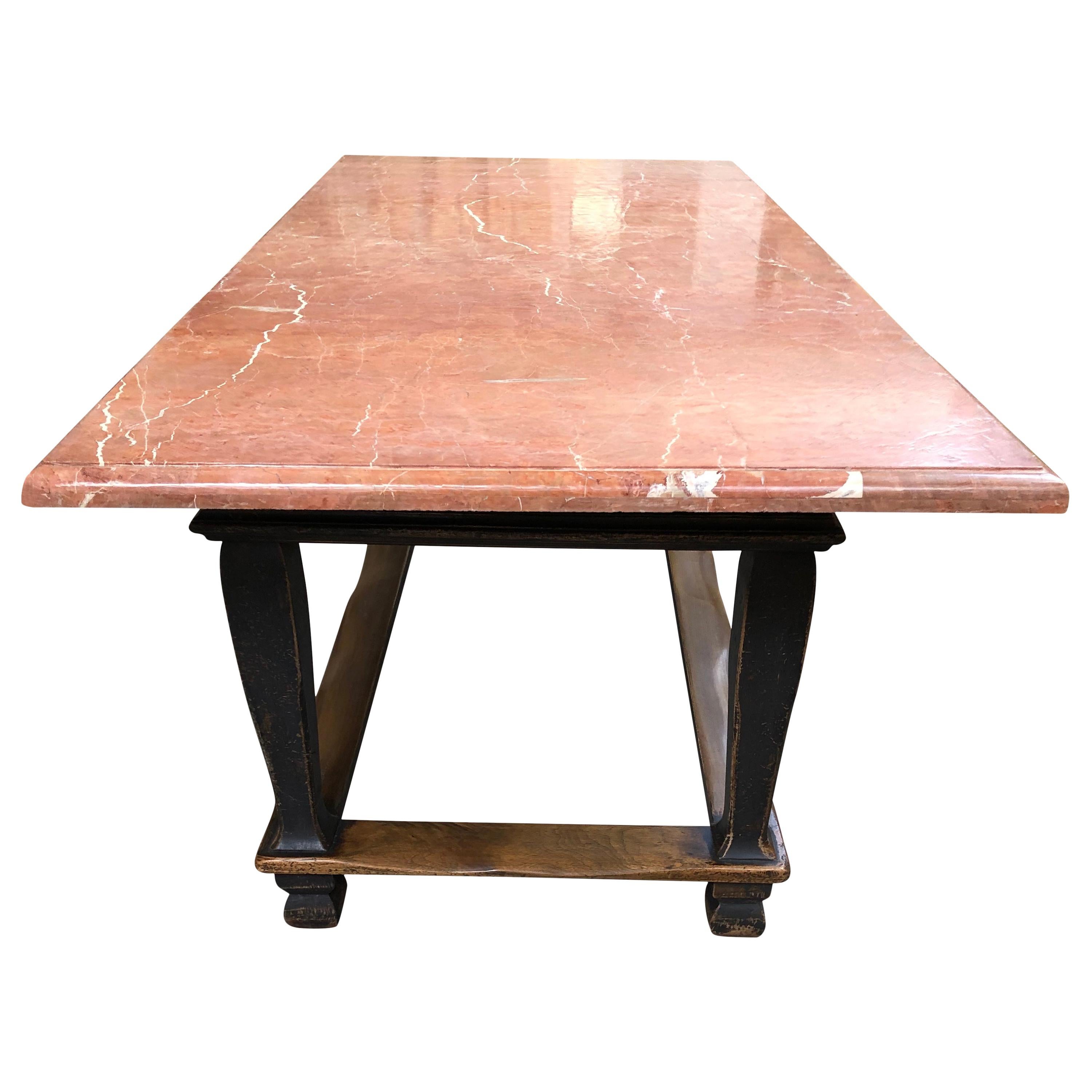 Scandinavian 18th Century Black Painted Stone Top Table