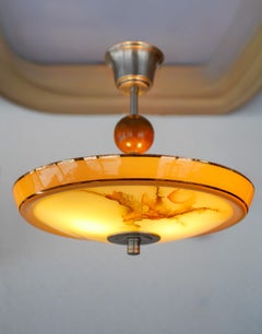 Scandinavian  1930s Art Deco Glass Pendant Light