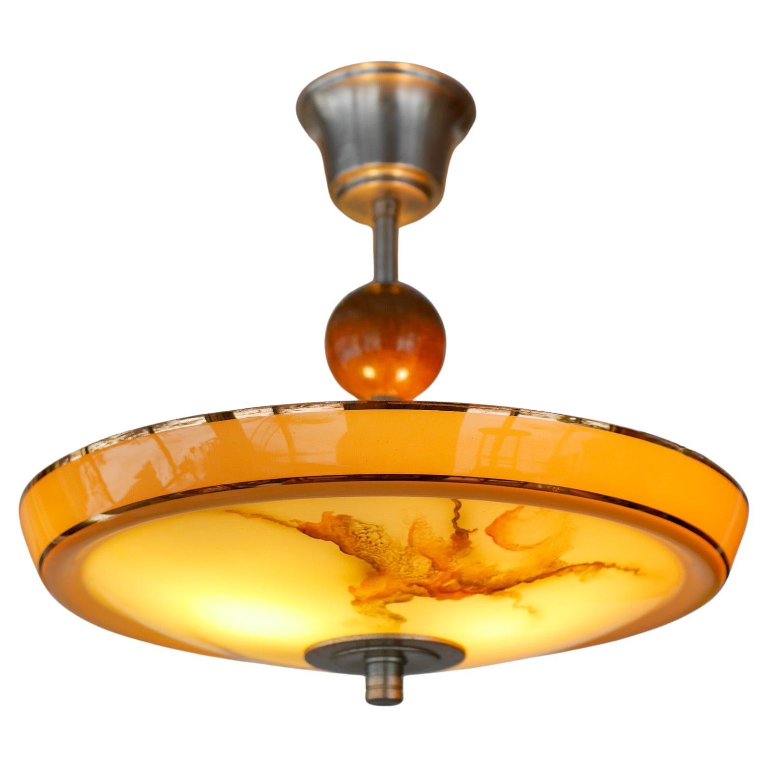 Scandinave  Lampe pendante en verre Art Déco des années 1930